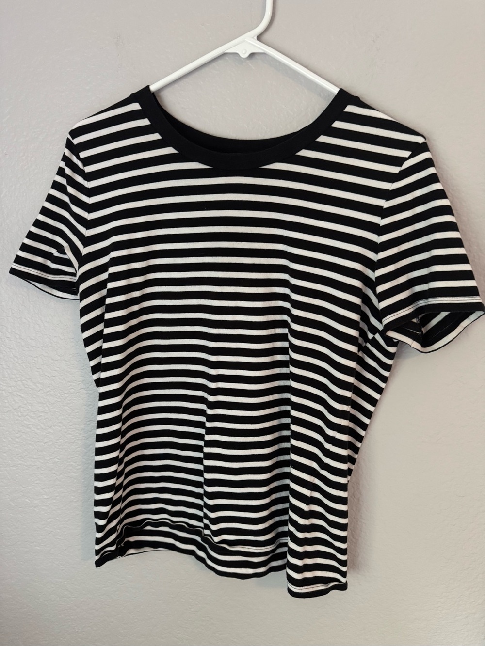 White House Black Market Black and White Striped Top